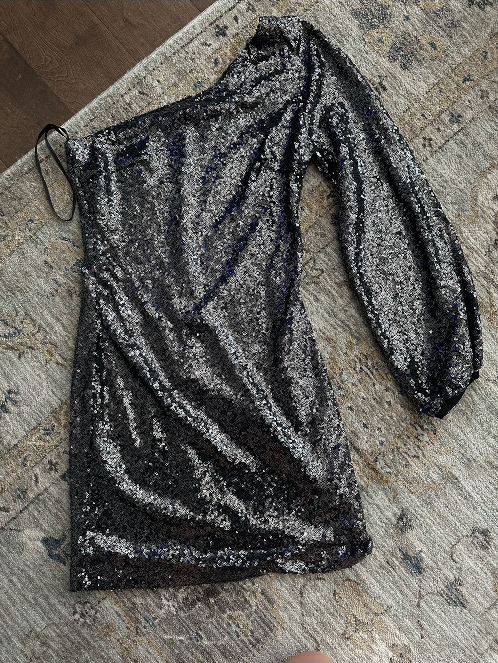Hello Molly Black Sequin One-Shoulder Dress
